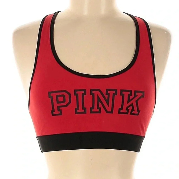Pink Victoria's Secret Women's Sporty Red and Black Sports Bra Size Small S - Picture 1 of 5